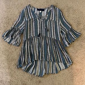 Striped boho shirt - size: small (but would fit someone who usually wears large)